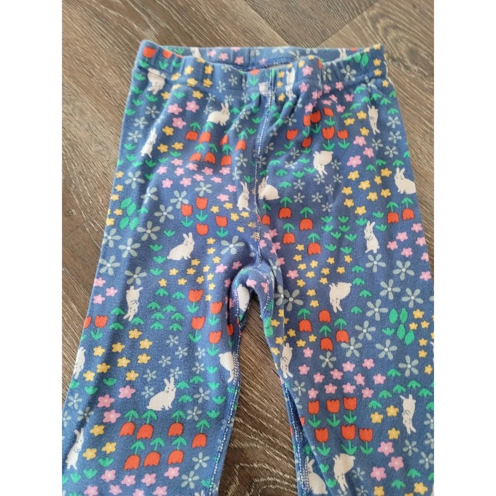 Hanna Andersson Girls Blue Floral Bunny Organic Cotton Pajama Pants Size 8 #9